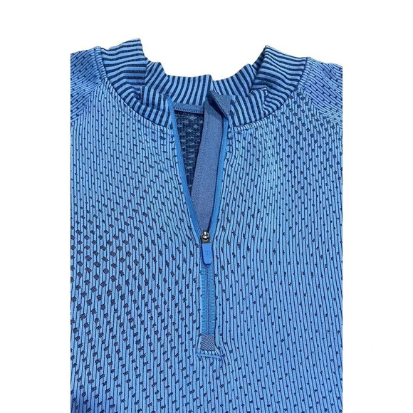 Lululemon Rest Less Cropped Half Zip Women's Sz 6 Grid Warp Blue Nile Night Sea - Picture 7 of 16